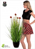 Fescue Artificial Grass with Red flowers 3 Steps